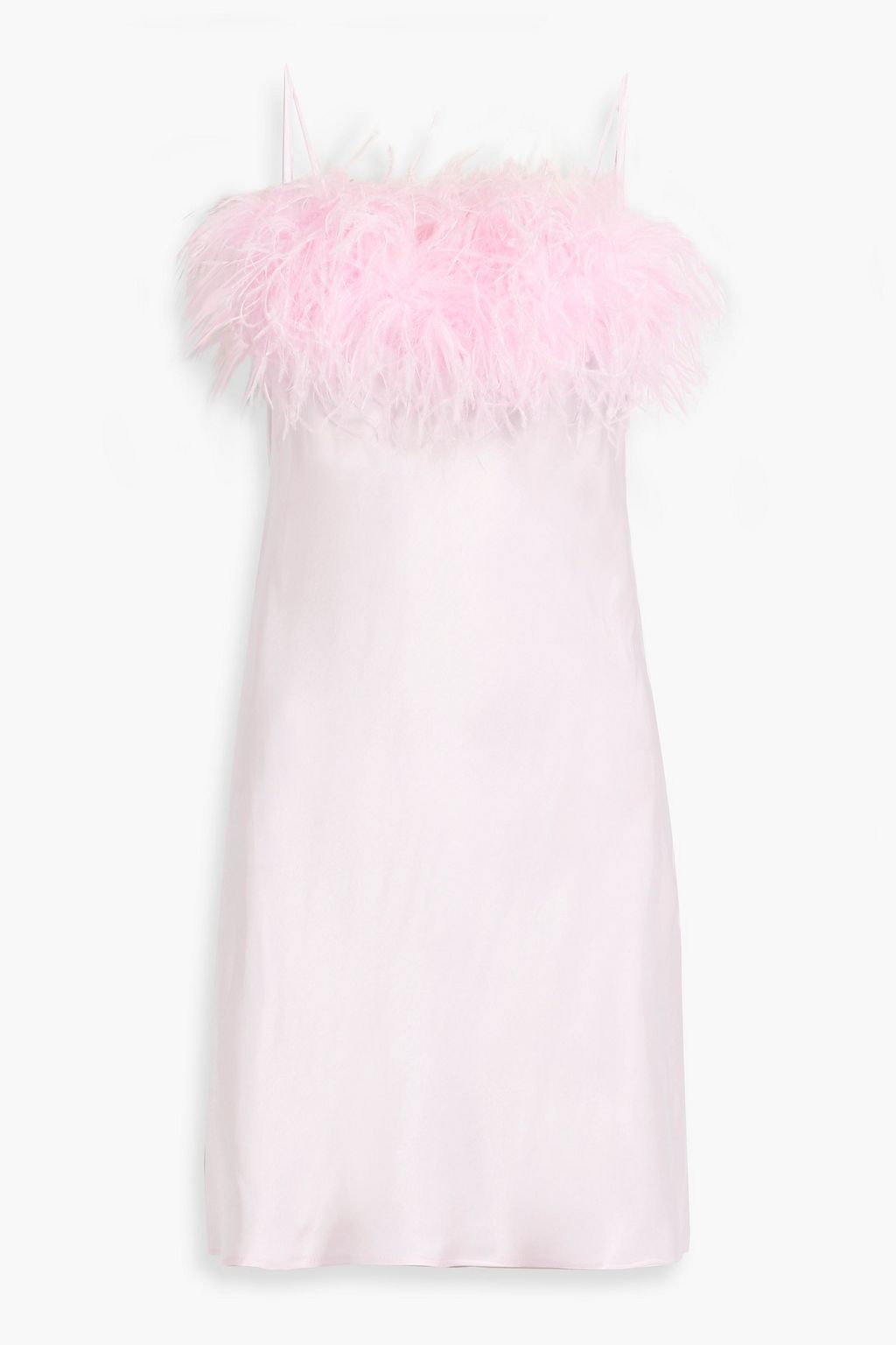 The Outnet US & CA SLEEPER | Boheme feather-trimmed satin mini slip dress