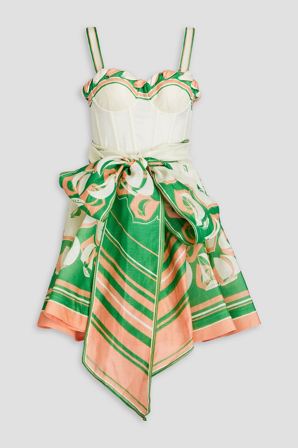 The Outnet US & CA ZIMMERMANN | Belted printed linen and silk-blend mini dress