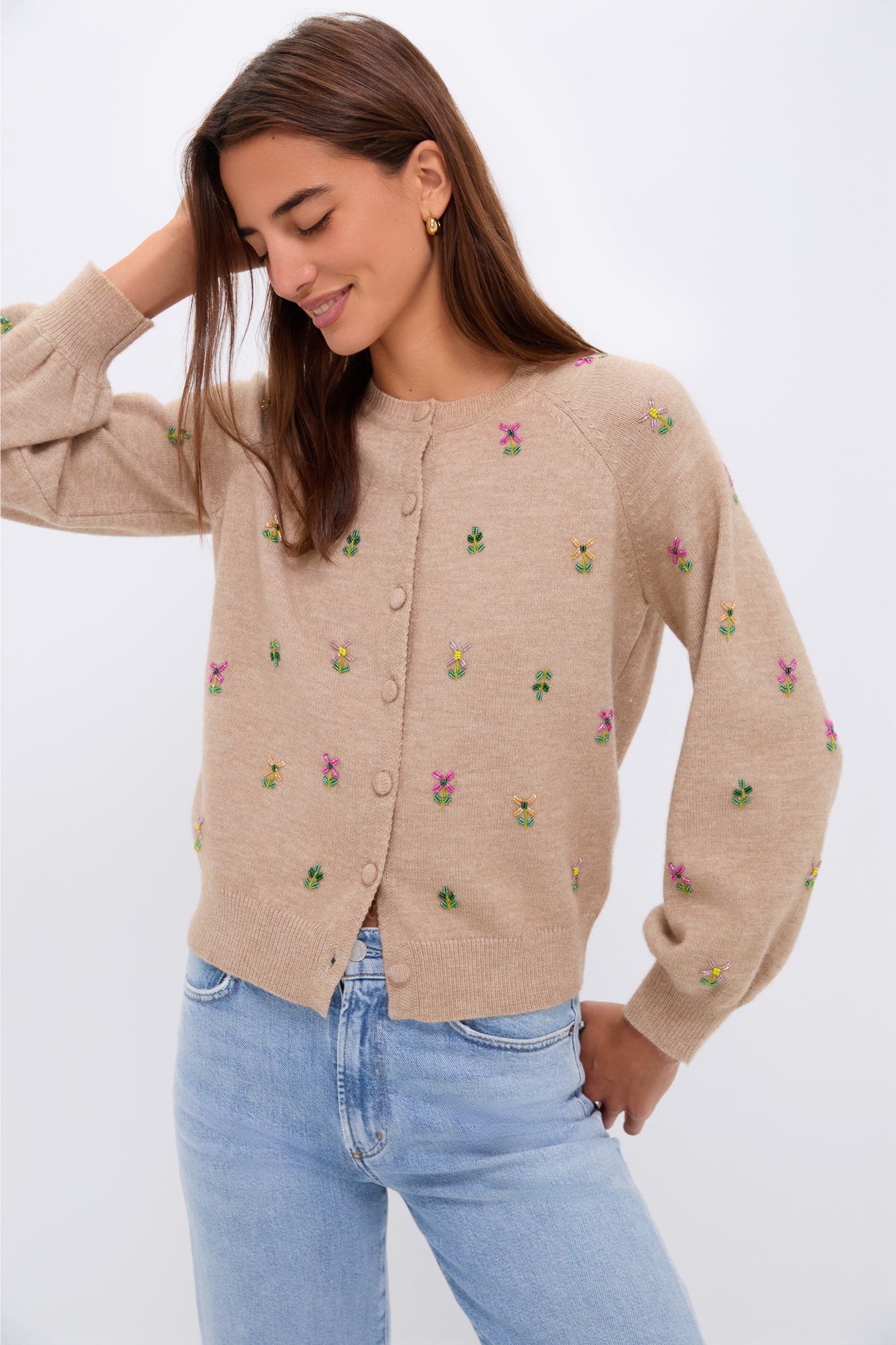 Hyacinth House Multi Floral Embellishment Elsie Cardigan